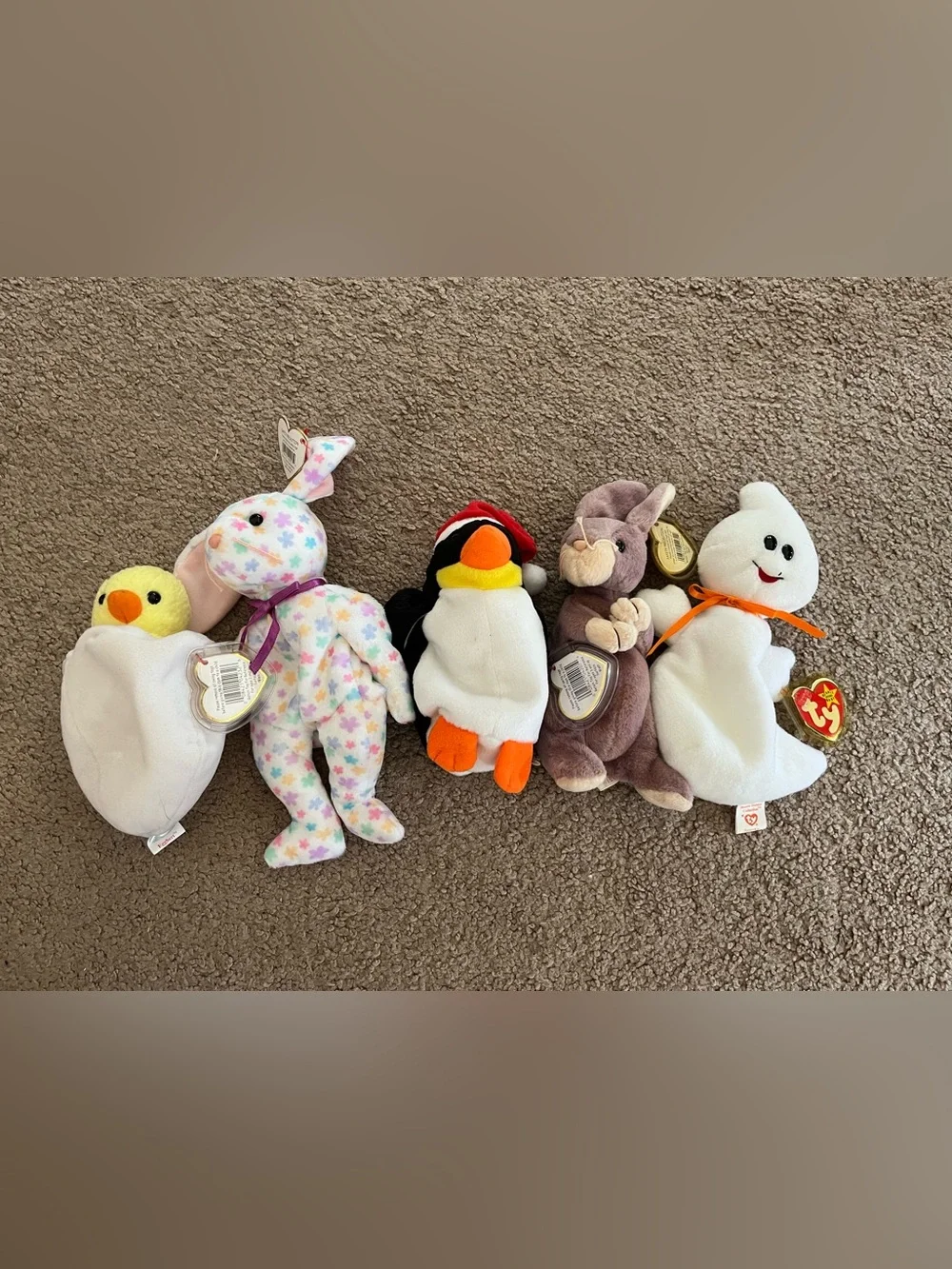 Ty Beanie Buddies Assorted Plush Set - White, Black, Orange, Pink, Yellow, Brown